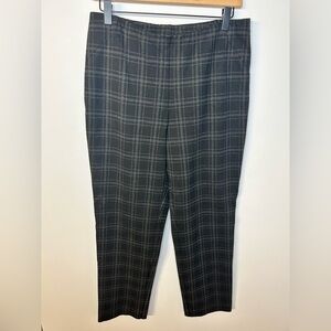 J.Jill Black and Gray Plaid Slim Leg Ponte Pants, Size Medium
